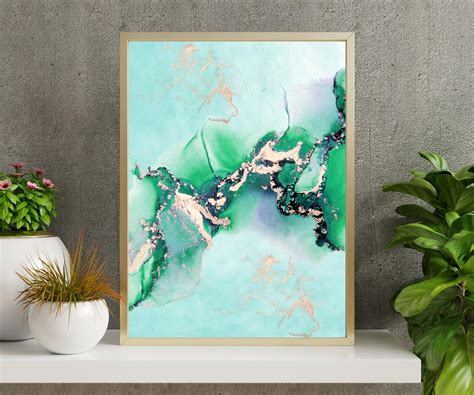 Digital Download Printable Art Green And Gold Art Digital Print Digital