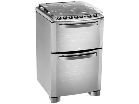 Fogão 4 Bocas Electrolux 56TXD Inox Duplo Forno Grill Tripla Chama