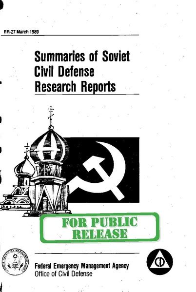 Filesummaries Of Soviet Civil Defense Research Reports Fema Rr 27