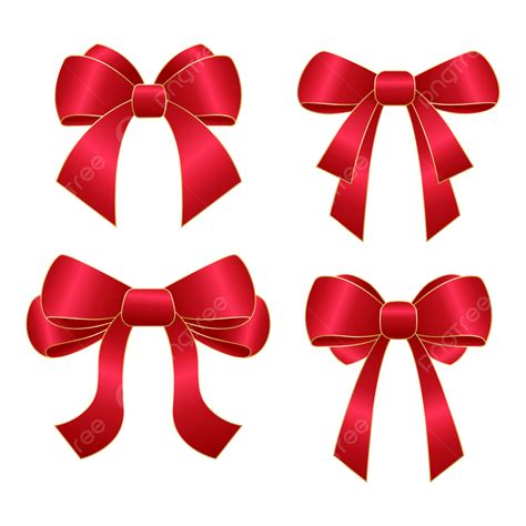 Red Gift Bow Design Set Ribbon Red Bow PNG And Vector With