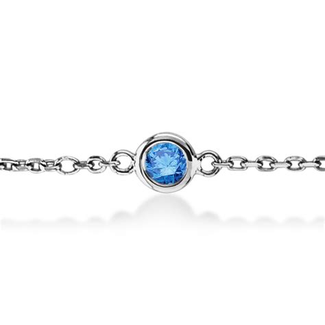 Fancy Blue Diamond Ankle Bracelet 14K White Gold (1.00ct) - IB152