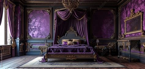 Luxurious Royal Palace Bedroom With A Regal Canopy Bed Baroque Art