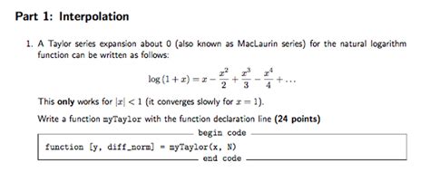 Solved Matlab Problem A Taylor Series Expansion About 0