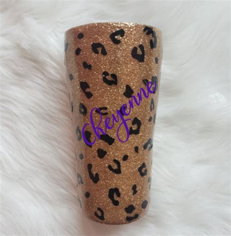 20 Oz Personalized Leopard Glitter Tumbler