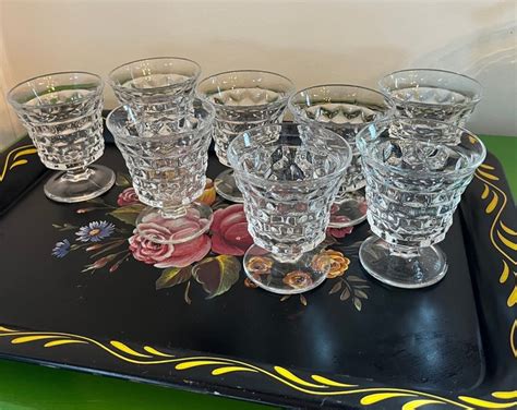 8 Fostoria American Clear Oyster Fruit Cocktail Cups 3 5 8 Cubist Cocktail Glasses Vintage