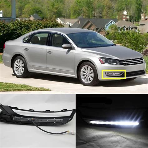 A Pair White Daytime Running Lights DRL Driving Lamp For VW Passat 2012