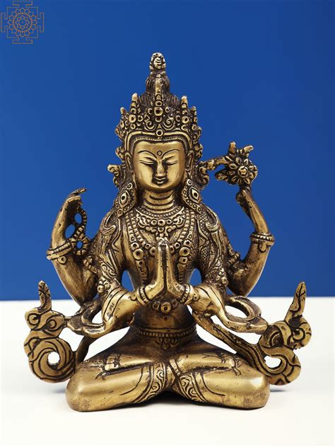 Tibetan Buddhist Deity Chenrezig Statue Four Armed Avalokiteshvara