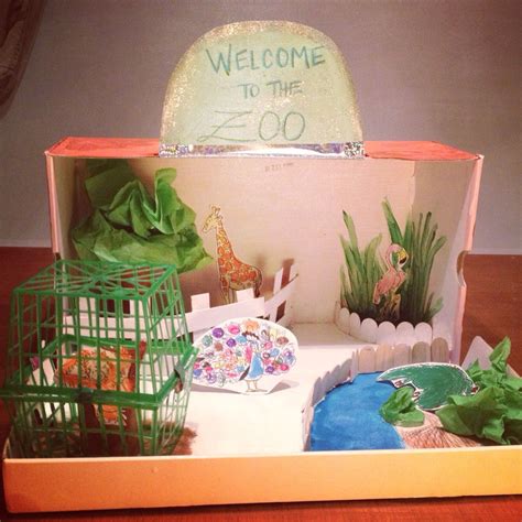 Creating A Zoo Diorama From A Shoe Box And Strawberry Basket