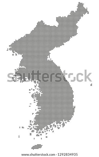 Map Korea Dotted Version Stock Vector Royalty Free 1292834935