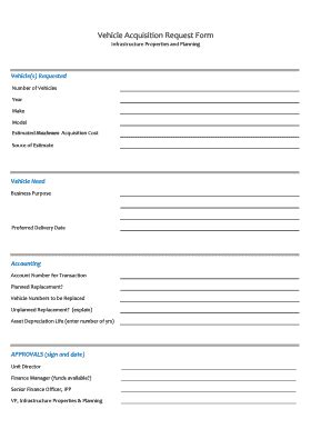 Fillable Online Vehicle Acquisition Request Form Fax Email Print