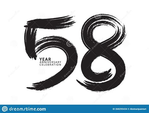 58 Year Anniversary Celebration Logotype Black Paintbrush Vector 58