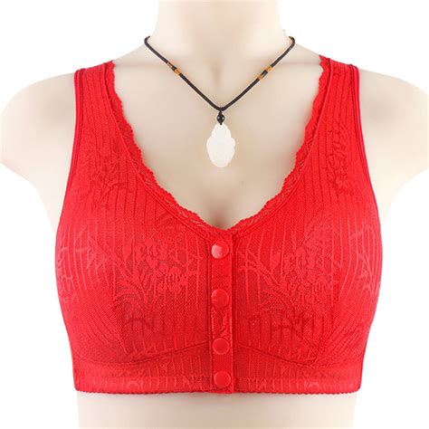 Munlar Wire Free Women S Bra High Support Push Up Front Buckle Red