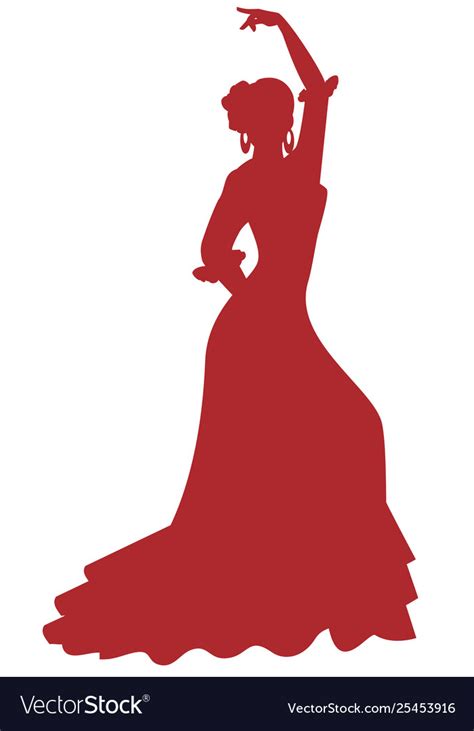 Silhouette Spanish Flamenco Dancer Woman Vector Image