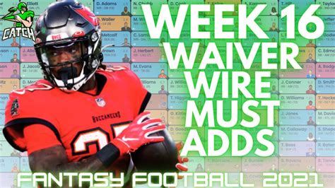 Week 16 Waiver Wire Must Adds 2021 Fantasy Football Youtube