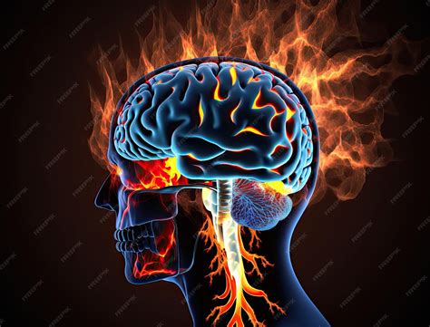 Premium AI Image | Human brain burning head headache illustration