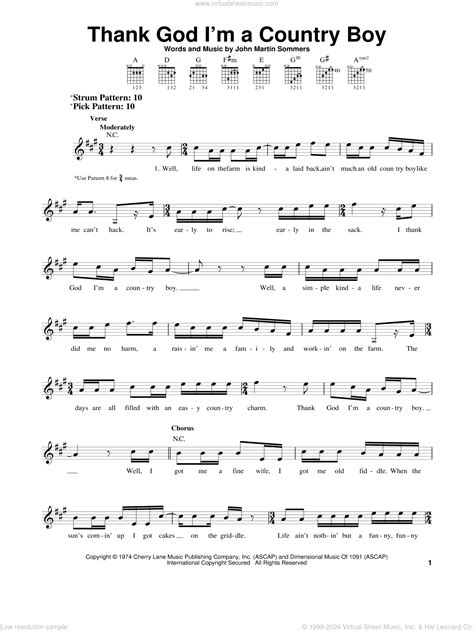 Denver Thank God I M A Country Boy Sheet Music For Guitar Solo Chords