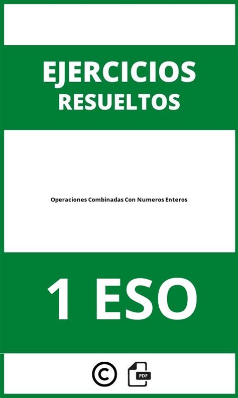 Ejercicios De Operaciones Combinadas Con Numeros Enteros Eso Pdf