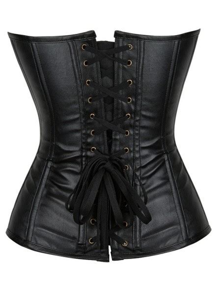 Black Gothic Golden Chained Pu Leather Overbust Corset