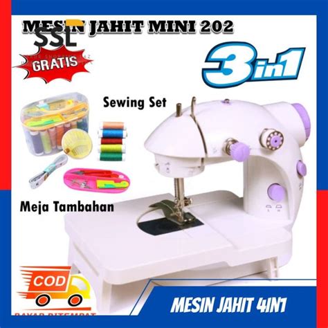 SST PROMO PAKET HEMAT 5 IN 1 Mesin Jahit Mini Portable 202 Meja