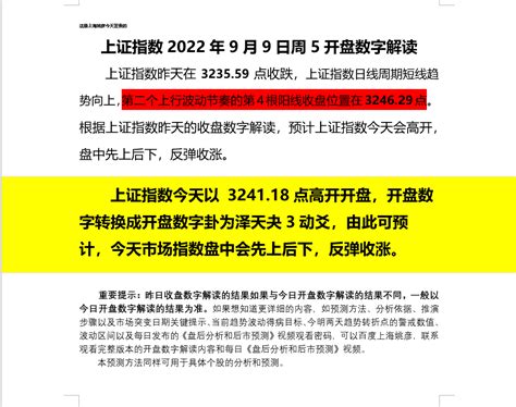 上证指数2022年9月9日周5开盘数字解读 上海姚彦 新浪博客