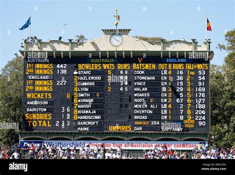 General view of scoreboard during day five of the Ashes Test match at the Adelaide Oval ...