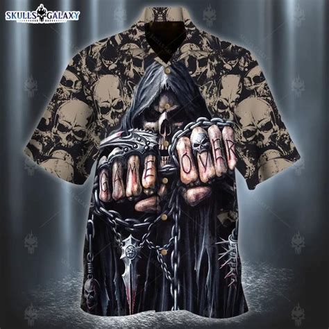 Grim Reaper Game Over Skull Hawaiian Shirt For Men Women Skulls Galaxy