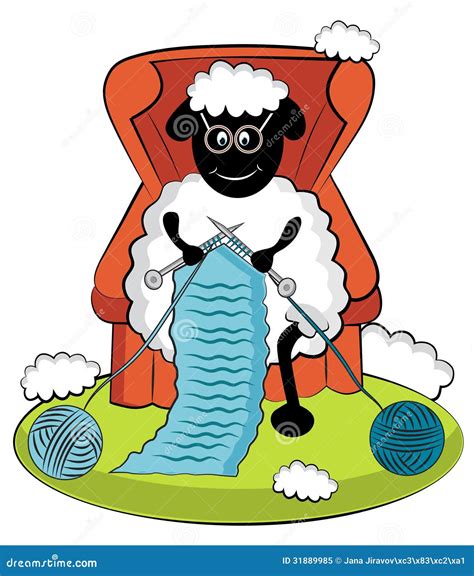 Knitting Cartoon sheep stock illustration. Image of clubs - 31889985