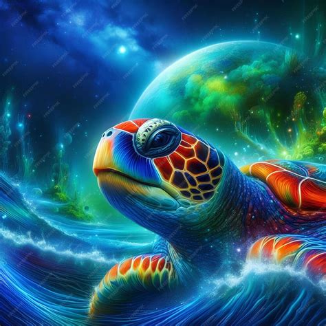 Psychedelic Turtle 4 Premium Ai Generated Image