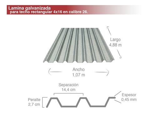 Laminas Para Techo Galvanizadas 4x16 (1.07 X 4.88) | Meses sin intereses