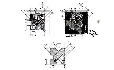 Ground First And Terrace Floor Plan Details Of Luxuries Bungalow Dwg