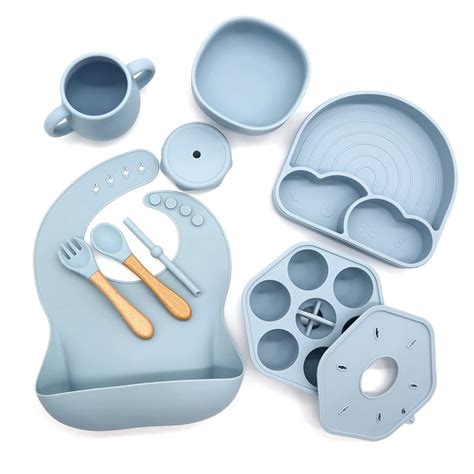 Amazon Rayshie 7pcs Baby Silicone Feeding Set 6 Hole Silicone