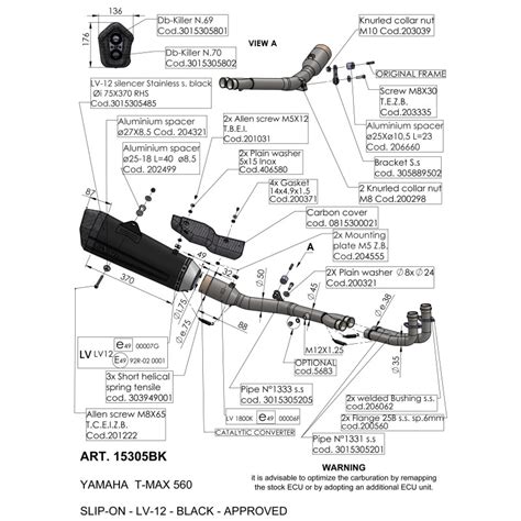 Chappement Leovince Lv Black Edition Inox Noir Pour Yamaha Tmax