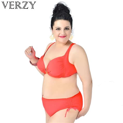 Women Plus Size Big Bikinis Sexy Large Cup Swimsuit Middle Waisted Push