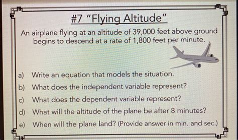 Solved Flying Altitude An Airplane Flying At An Chegg