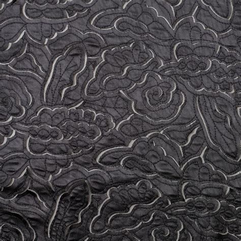 Black Faux Leather Embroidered Netting Fabric by the Yard | Mood ...