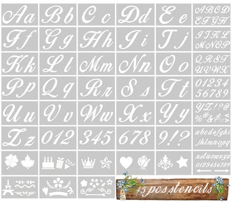 Buy 45Pcs Letter Stencils for Painting on Wood Alphabet Art Craft ...