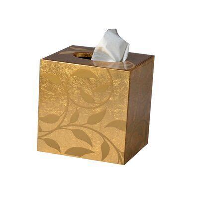 Mike Ally Botanica Tissue Box Cover Gold Bathroom Decor Gold