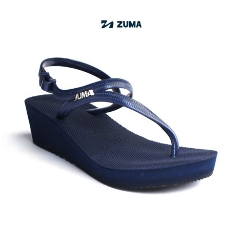 Jual Zuma Women Freya 4 Navy Sandal Jepit Wanita Wedges Karet Polos