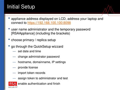 PPT - RSA SecurID Appliance Setup & Administration PowerPoint Presentation - ID:1191106