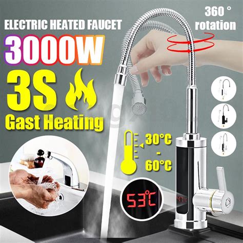 3000W Instant Hot Water Tap Electric Faucet Heater Kitchen Temperature Display Shopee Philippines