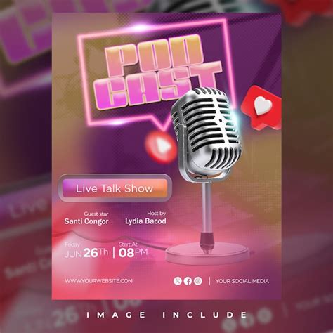 podcast show promotion post template premium ai generated psd