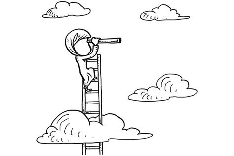 Premium Vector Asian Muslim Business Woman Using Ladder And Telescope