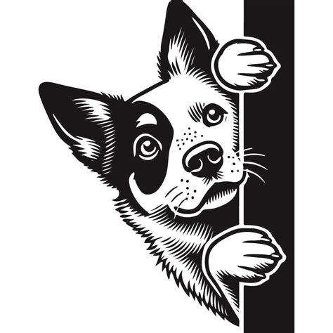 peeking collie dog svg black  white svg vector file  laser