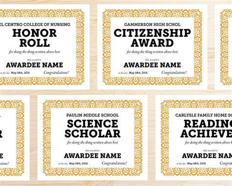 Editable School Award Certificates Instant Download Printable