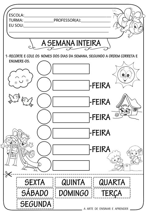 Atividades Pronta Dia Da Semana A Arte De Ensinar E Aprender