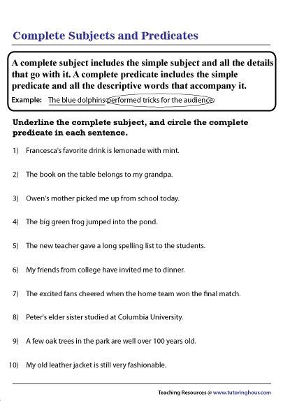 Pin By Mvela On Ela Subject And Predicate Worksheets Subject And