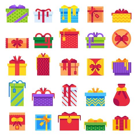 Set De Regalos De Navidad Plana Vector Premium