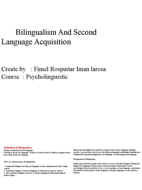 Bilingualism And Second Language Acquisition Pdf Second Language