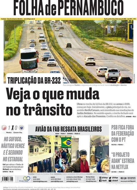 Capa Folha de Pernambuco Terça 29 de Janeiro de 2019