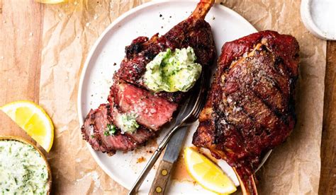 Grilled Bison Tomahawk Steaks With Chimichurri Butter The Honest Bison